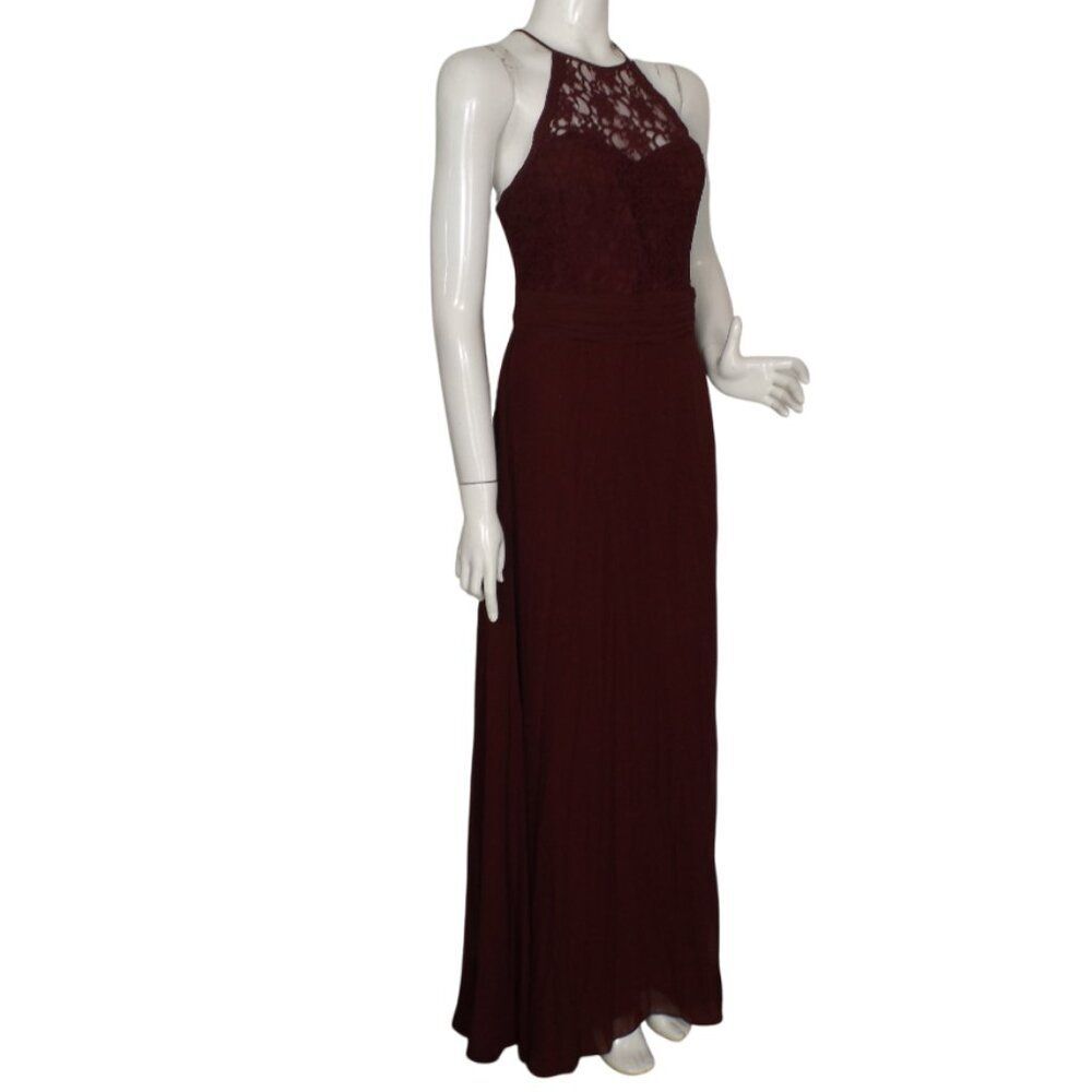 new BILL LEVKOFF Maxi Dress/Gown, 12, SAMPLE, Burgundy, Lace Neckline, Halter - Picture 4 of 15